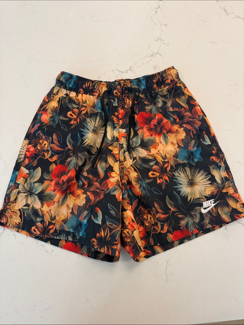 Nike Men’s Black Floral Athletic Shorts with liner